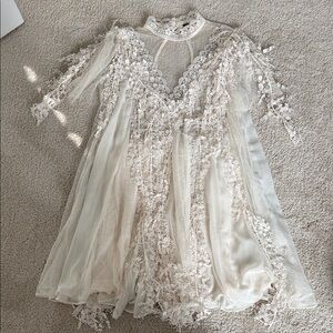 Free People Cream Lace Mini Dress